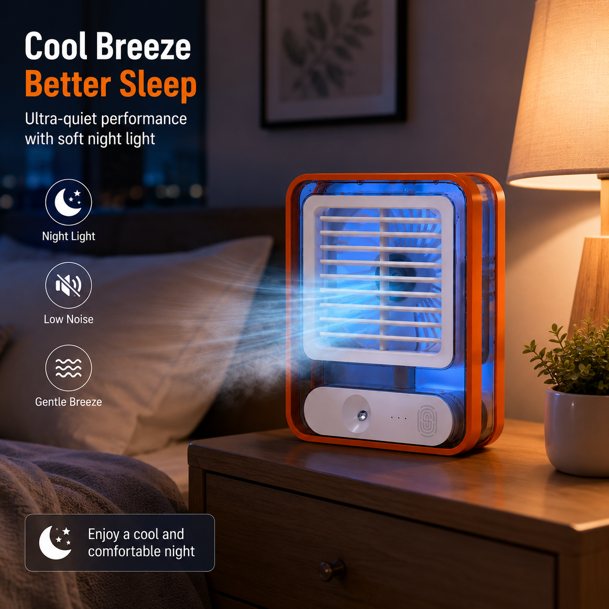 Portable USB Mini Air Cooler Fan with Mist Spray Rechargeable