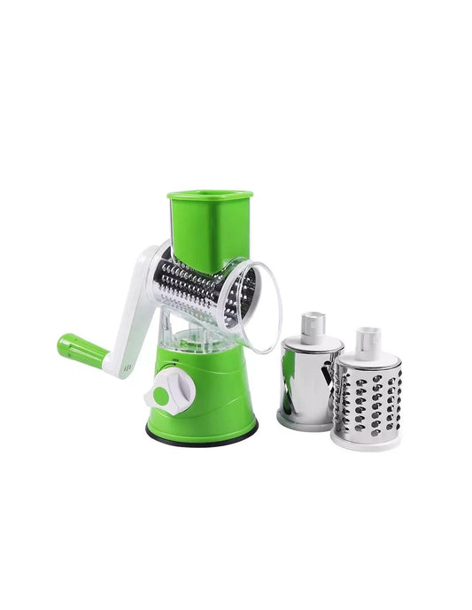 Manual Rotary Vegetable Cutter | 3 Blade Drum Slicer & Grater