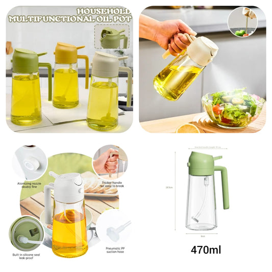 2-in-1 Oil Spray Bottle 470ml | Glass Oil Sprayer for Kitchen