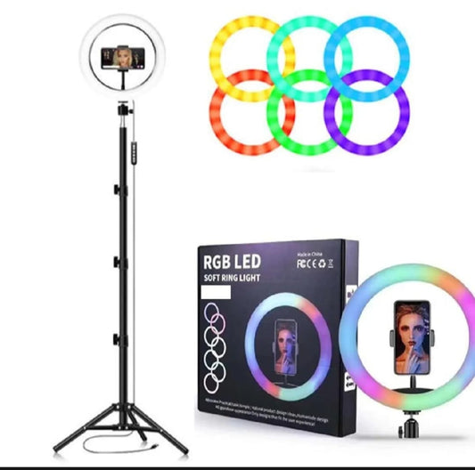 26CM MJ26 RGB LED Ring Light with Tripod & Phone Holder