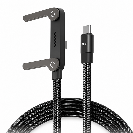2-in-1 USB-C to USB-C 240W Fast Charging Cable with Built-in Phone Stand