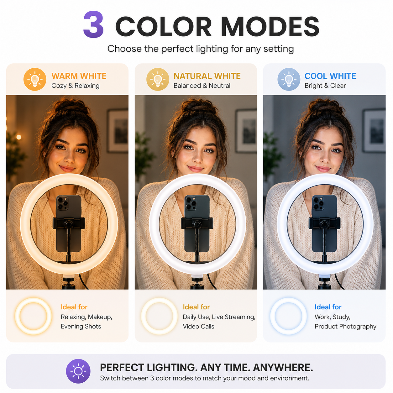 26CM LED Ring Light with Phone Holder & Remote Control