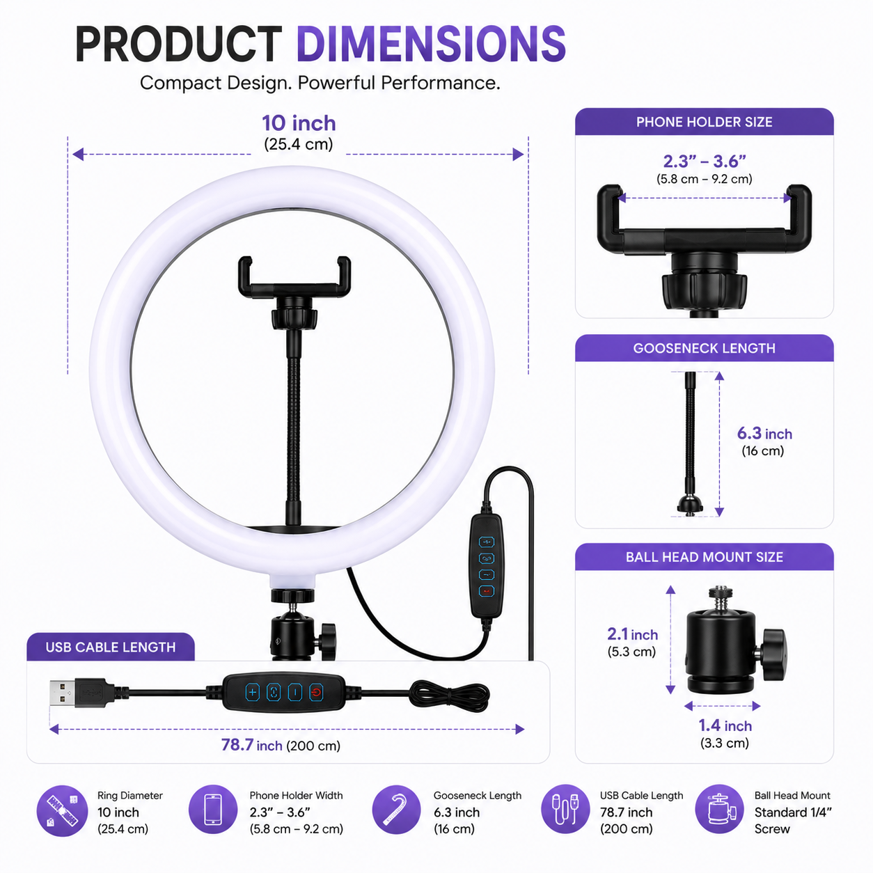 26CM LED Ring Light with Phone Holder & Remote Control