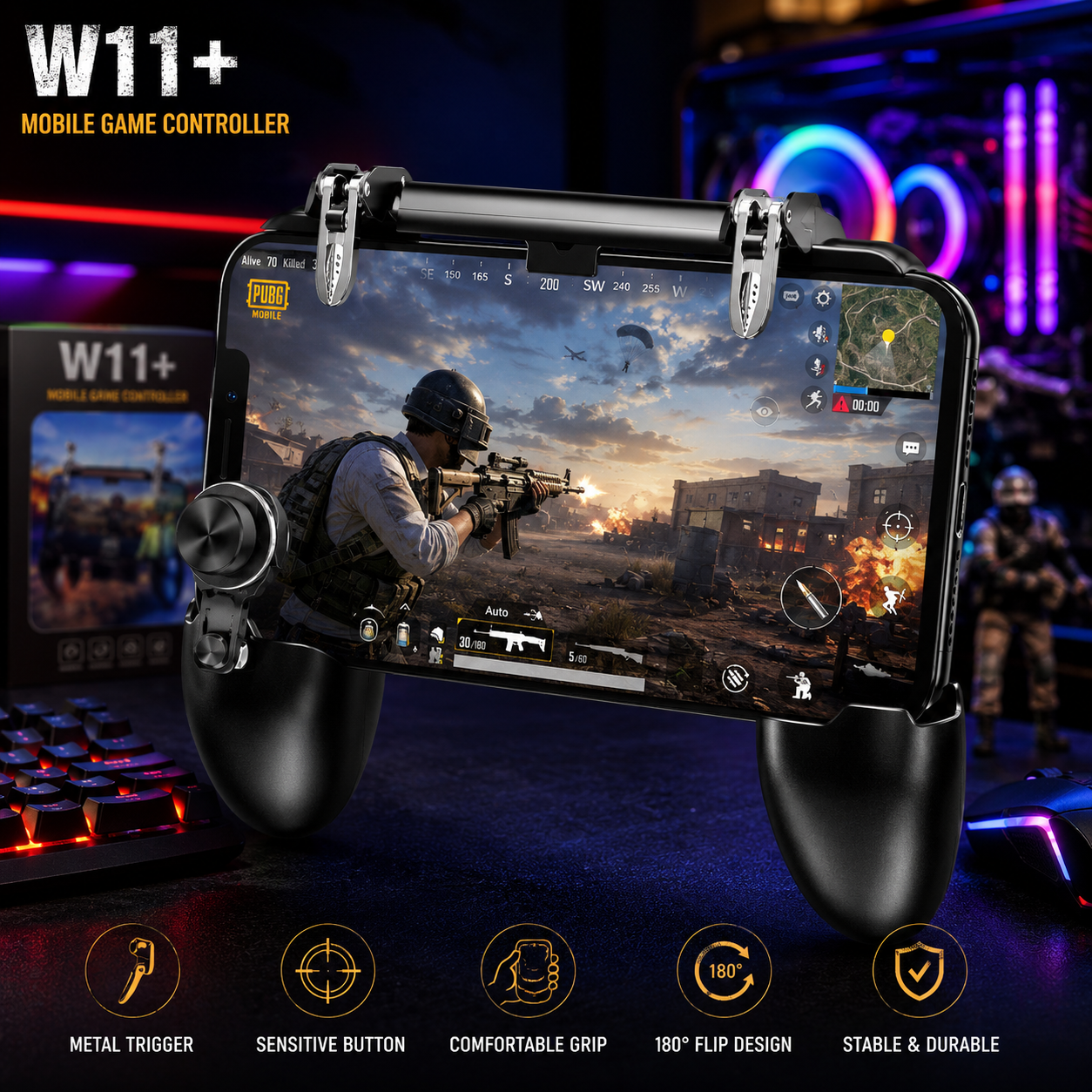 W11+ PUBG Mobile Game Controller for Android & iPhone