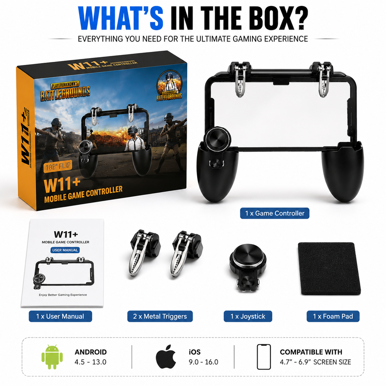 W11+ PUBG Mobile Game Controller for Android & iPhone