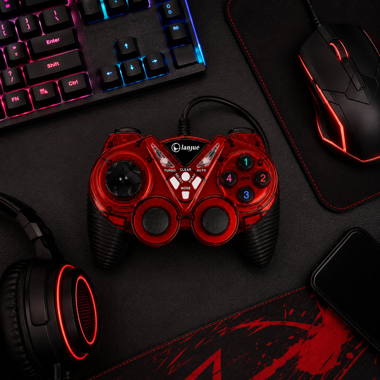 L2000 USB Wired Game Controller for PC | Dual Shock Gamepad