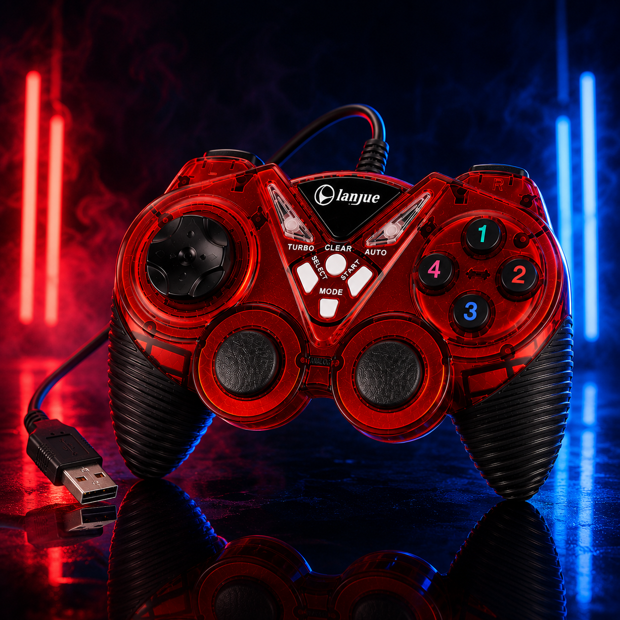 L2000 USB Wired Game Controller for PC | Dual Shock Gamepad