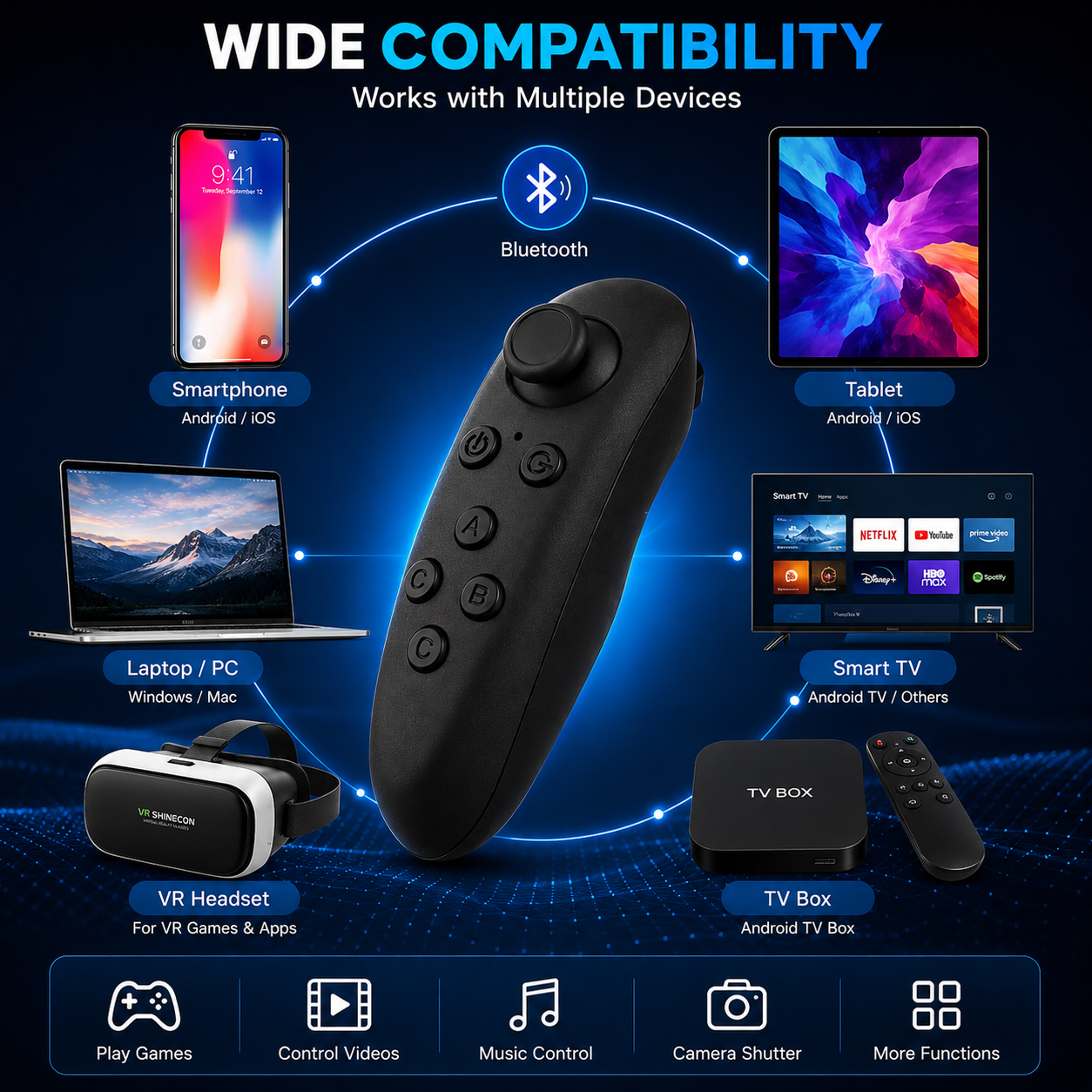 Wireless Bluetooth VR Gamepad Controller for Android & iPhone