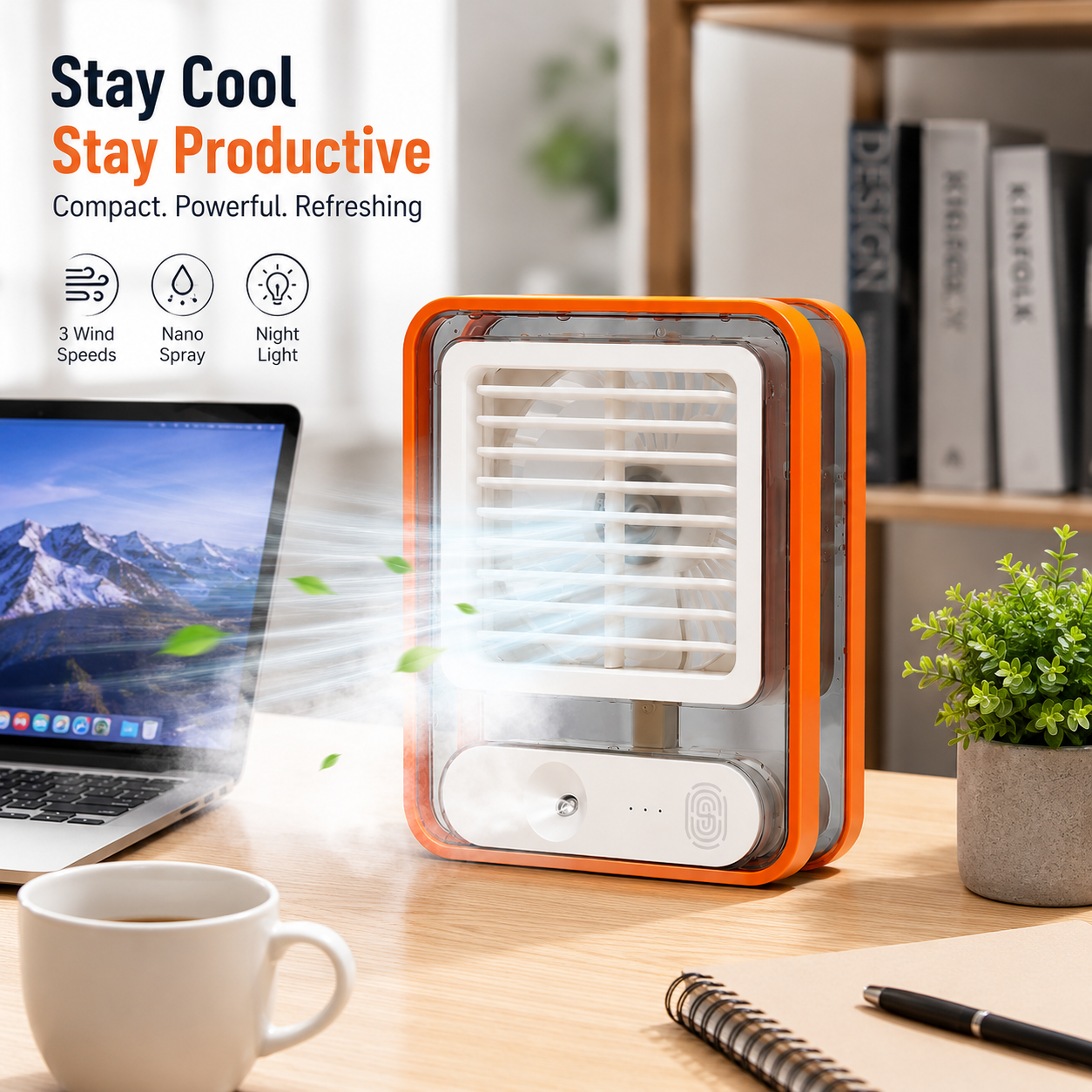 Portable USB Mini Air Cooler Fan with Mist Spray Rechargeable