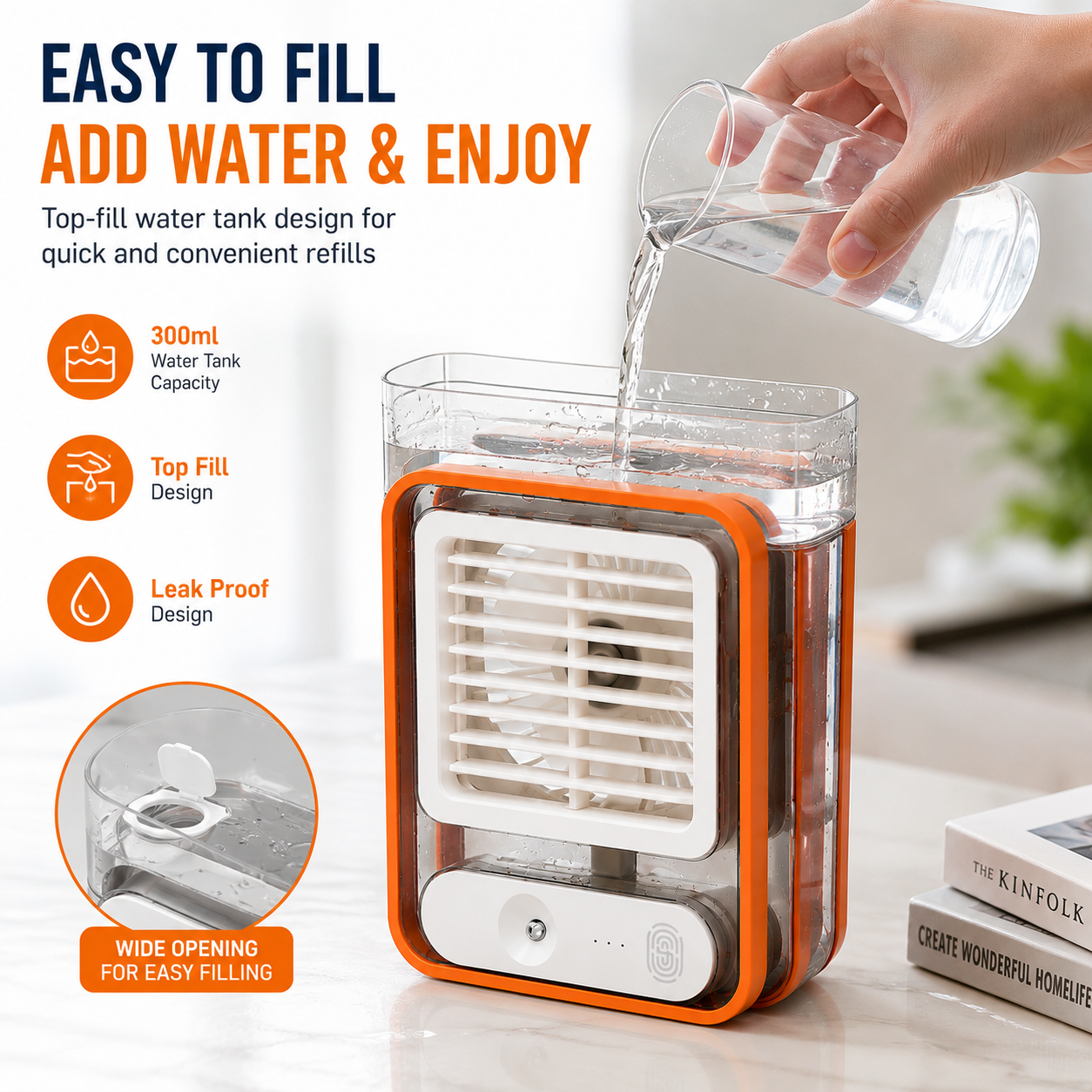 Portable USB Mini Air Cooler Fan with Mist Spray Rechargeable