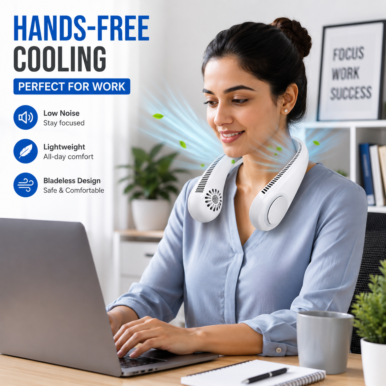 Portable USB Rechargeable Neck Fan | Bladeless Personal Fan