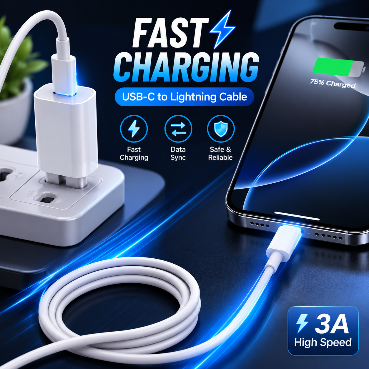iPhone Lightning to USB-C Fast Charging Cable 120cm