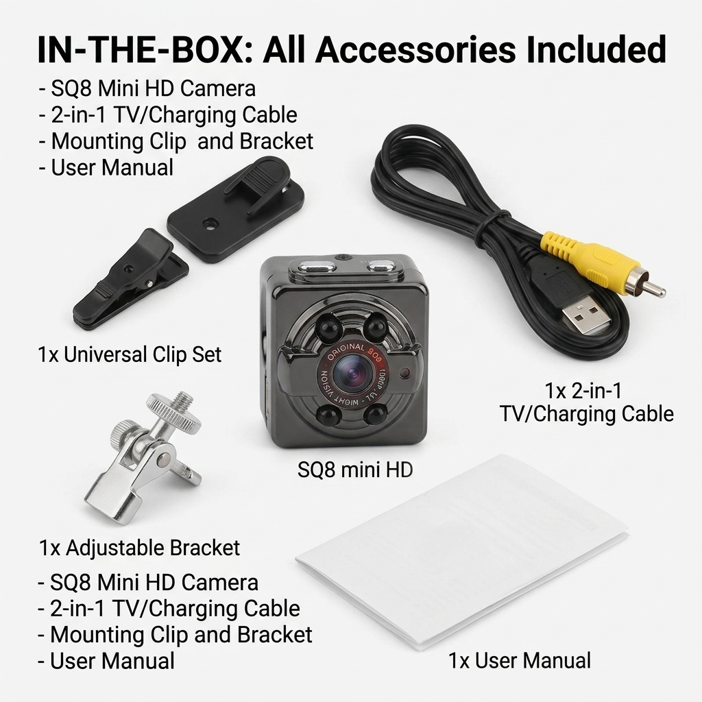 SQ8 Mini Hidden Camera 1080P with Night Vision & Motion Detection