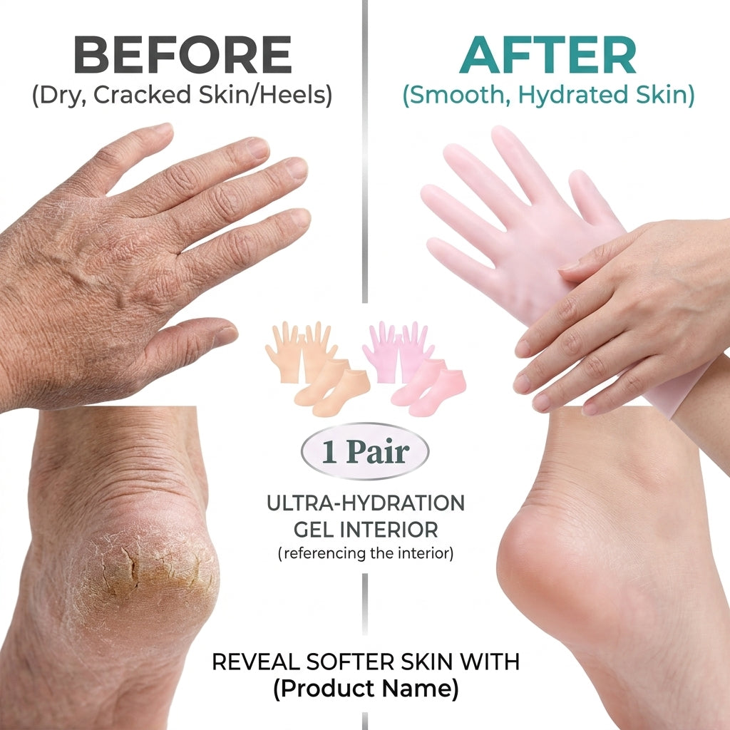 2-in-1 Silicone Heel Socks & Hand Gloves Combo Deal