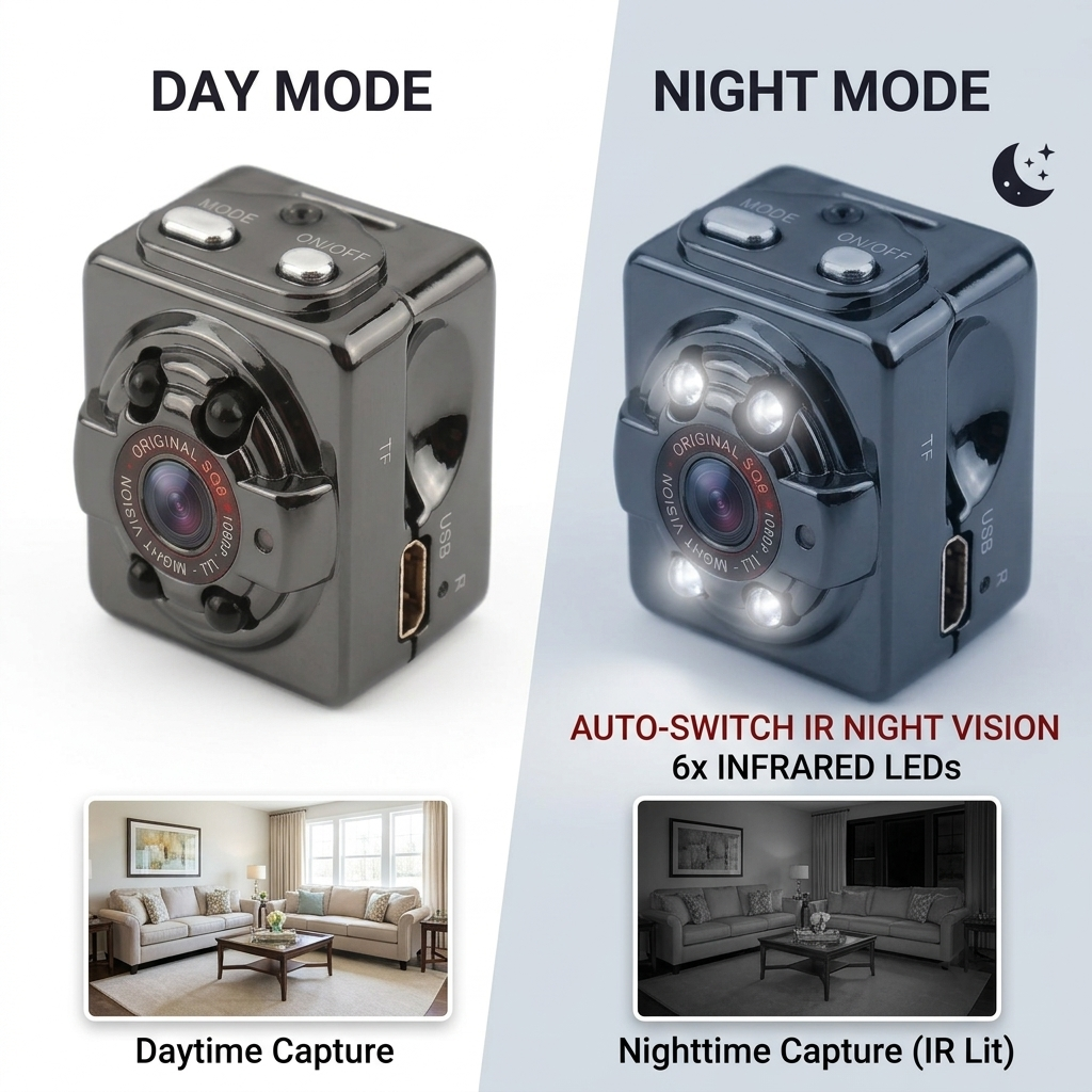 SQ8 Mini Hidden Camera 1080P with Night Vision & Motion Detection