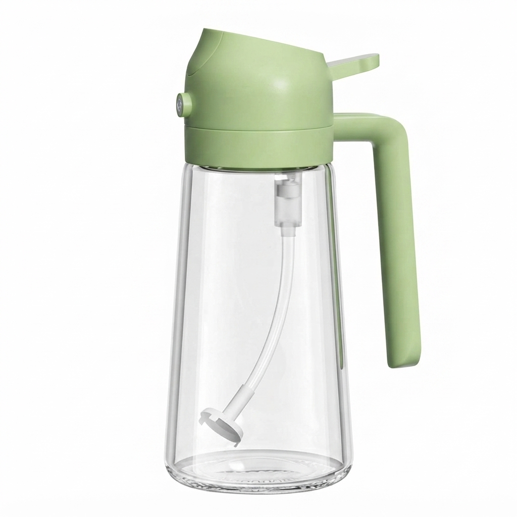 2-in-1 Oil Spray Bottle 470ml | Glass Oil Sprayer for Kitchen