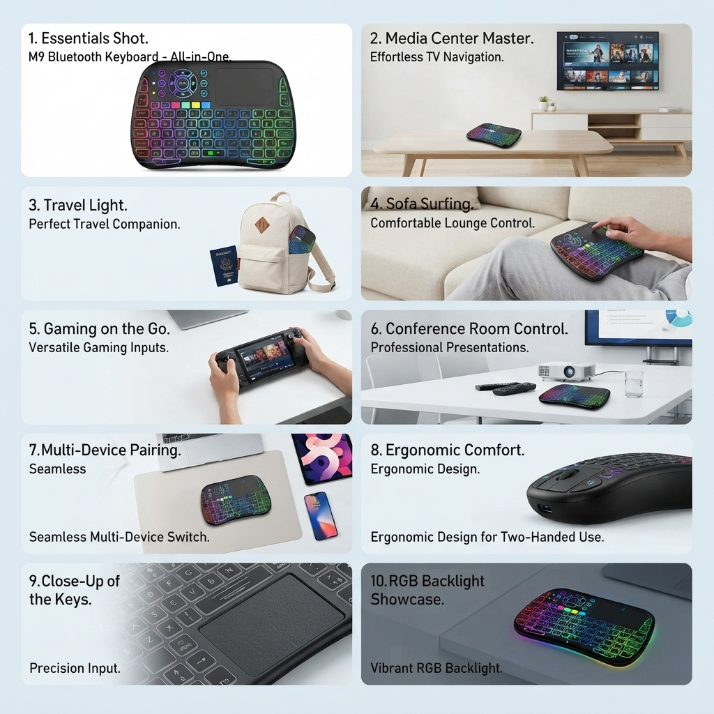 M9 Bluetooth Mini Wireless Keyboard with Touchpad & Air Mouse