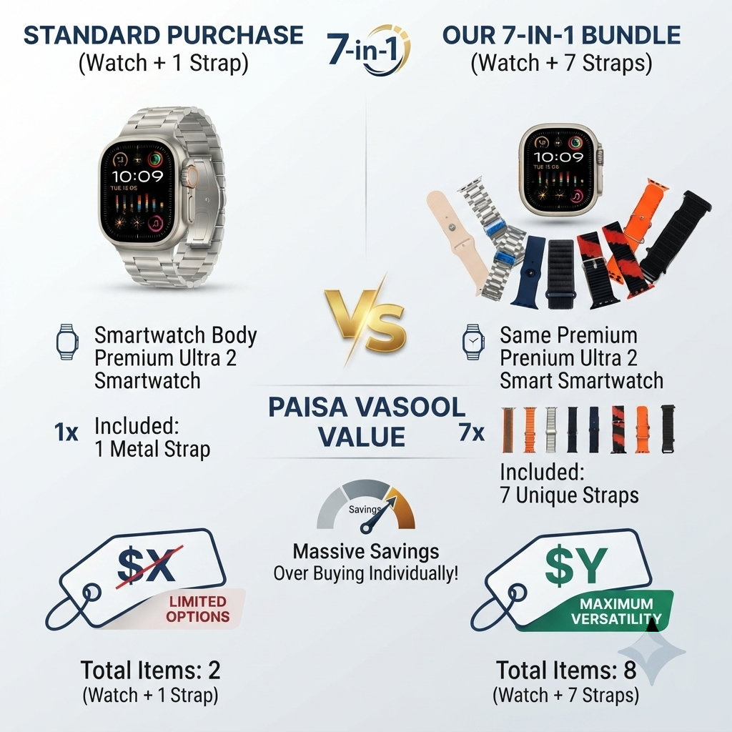 iMounra 2 BIG 2.01 Ultra Smartwatch with 7 Straps & Charger