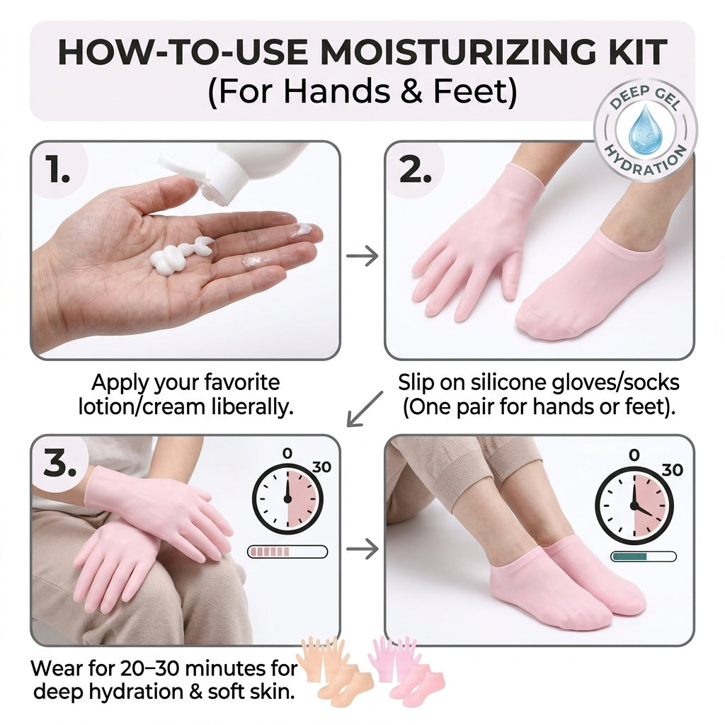 2-in-1 Silicone Heel Socks & Hand Gloves Combo Deal
