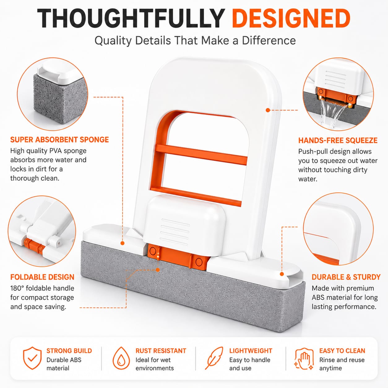 Portable Self Squeeze Cleaning Mop