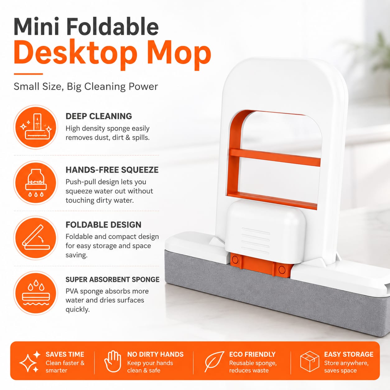 Portable Self Squeeze Cleaning Mop